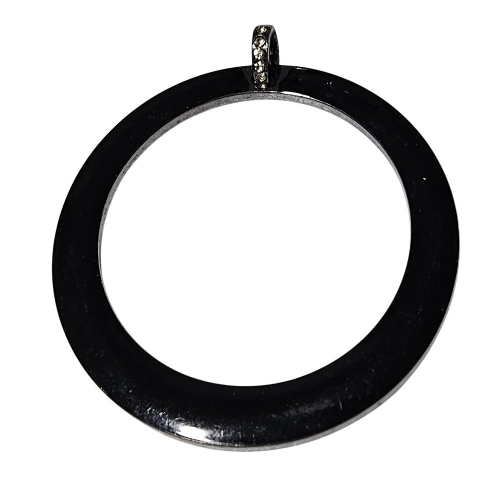 Elegant Black Circular Pendant Rhinestone Accent Jewelry Crafting Minimalist DIY